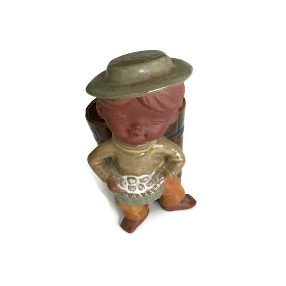 Terracotta Clay Succulent Planter Boy Holding Basket - Picture 12 of 14